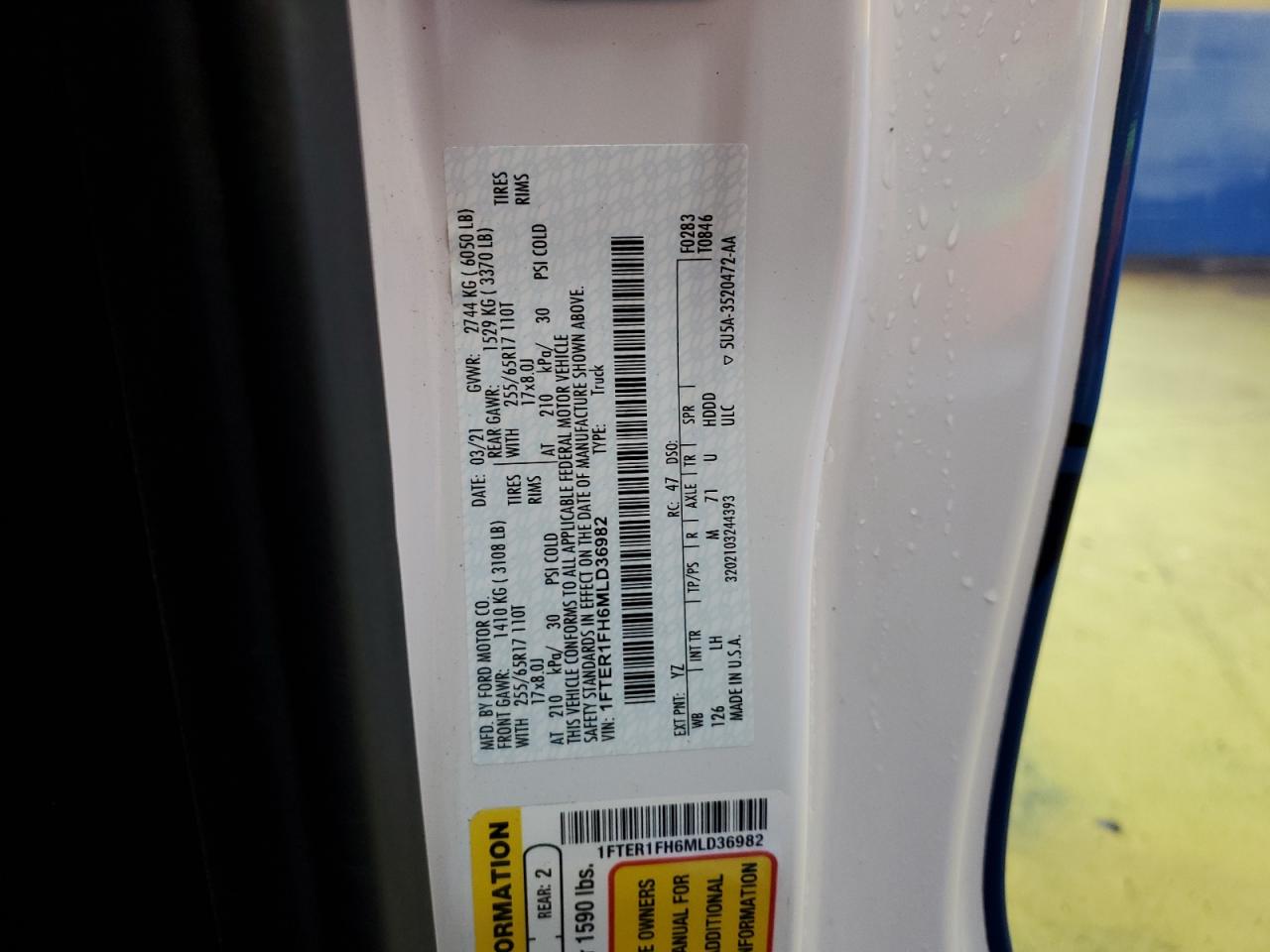 2021 Ford Ranger Xl VIN: 1FTER1FH6MLD36982 Lot: 84196525