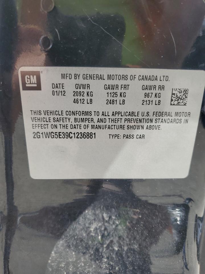 2012 Chevrolet Impala Lt VIN: 2G1WG5E39C1236881 Lot: 71976385