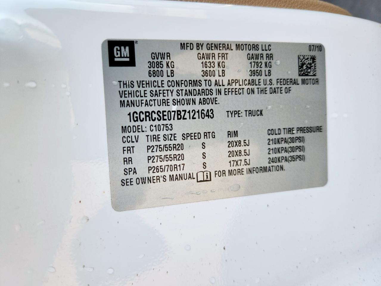 2011 Chevrolet Silverado C1500 Lt VIN: 1GCRCSE07BZ121643 Lot: 71684905