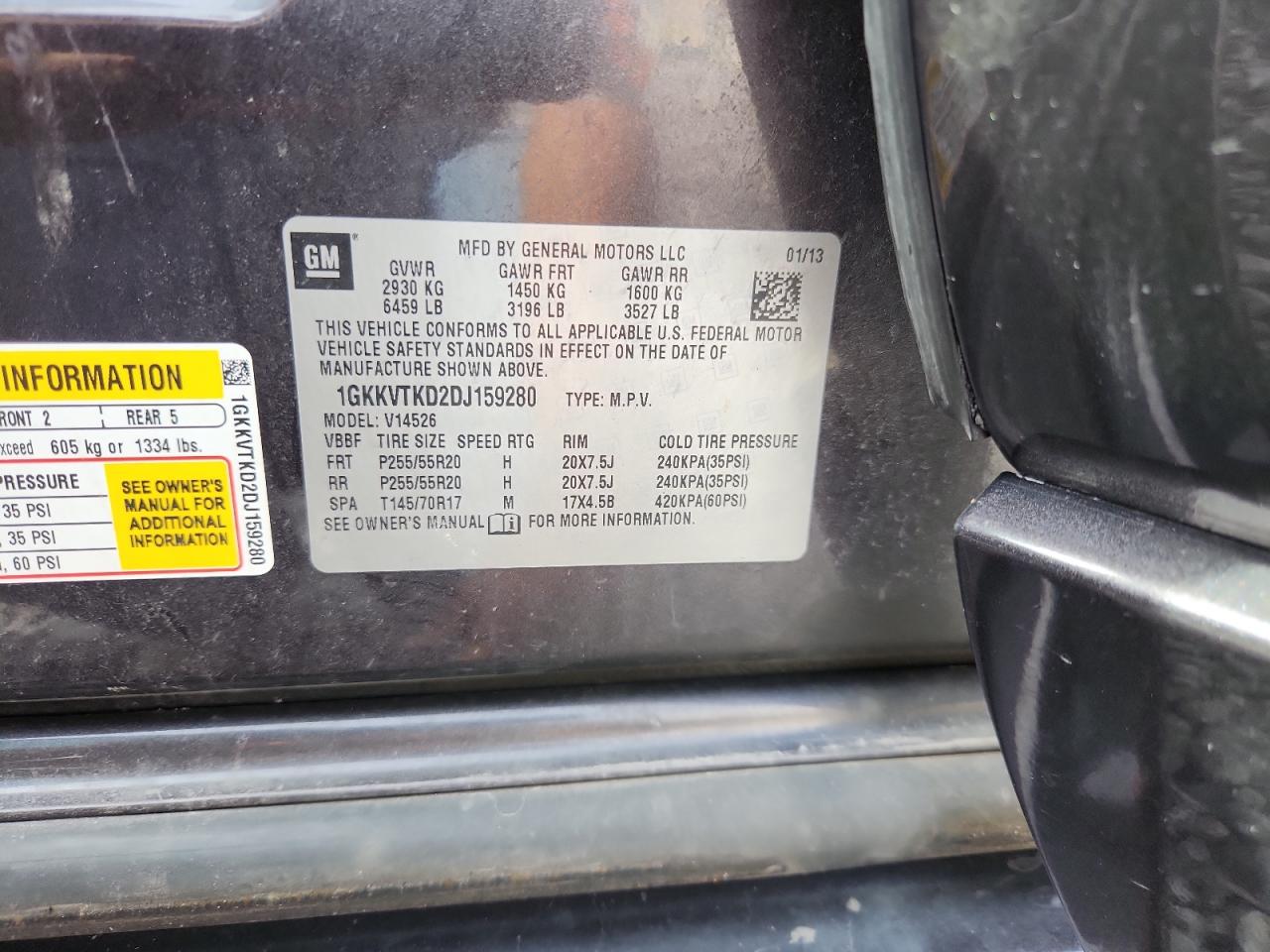 2013 GMC Acadia Denali VIN: 1GKKVTKD2DJ159280 Lot: 81336545