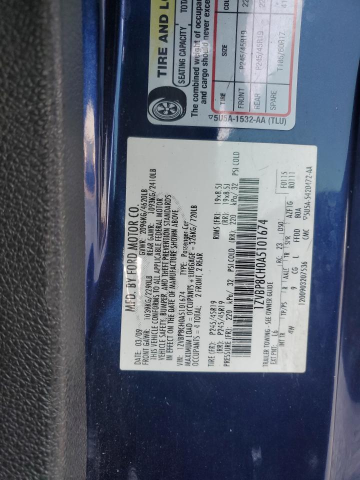 2010 Ford Mustang Gt VIN: 1ZVBP8CH0A5101674 Lot: 80666475