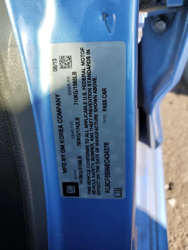 2014 Chevrolet Spark 2Lt VIN: KL8CF6S99EC434376 Lot: 81770245