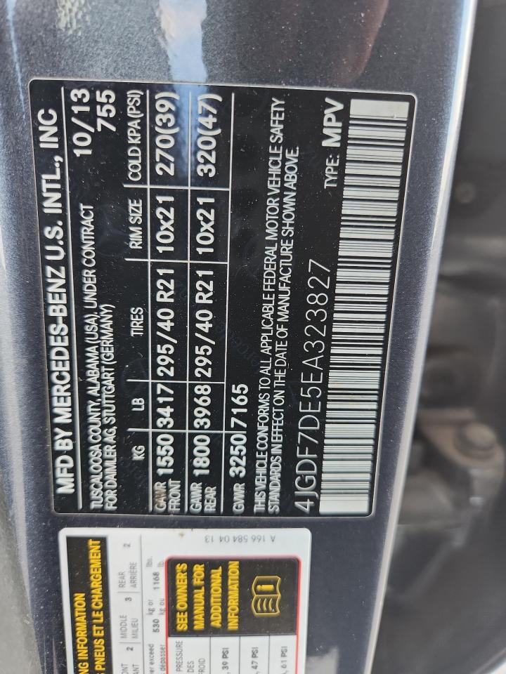 2014 Mercedes-Benz Gl 550 4Matic VIN: 4JGDF7DE5EA323827 Lot: 84375425