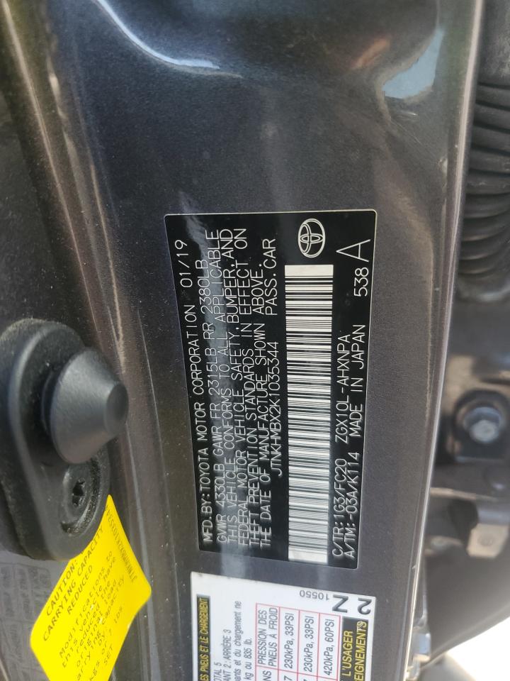 2019 Toyota C-Hr Xle VIN: JTNKHMBX2K1035344 Lot: 81231625