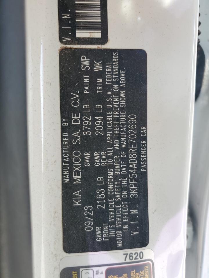 2024 Kia Forte Gt Line VIN: 3KPF54AD8RE702690 Lot: 81040555