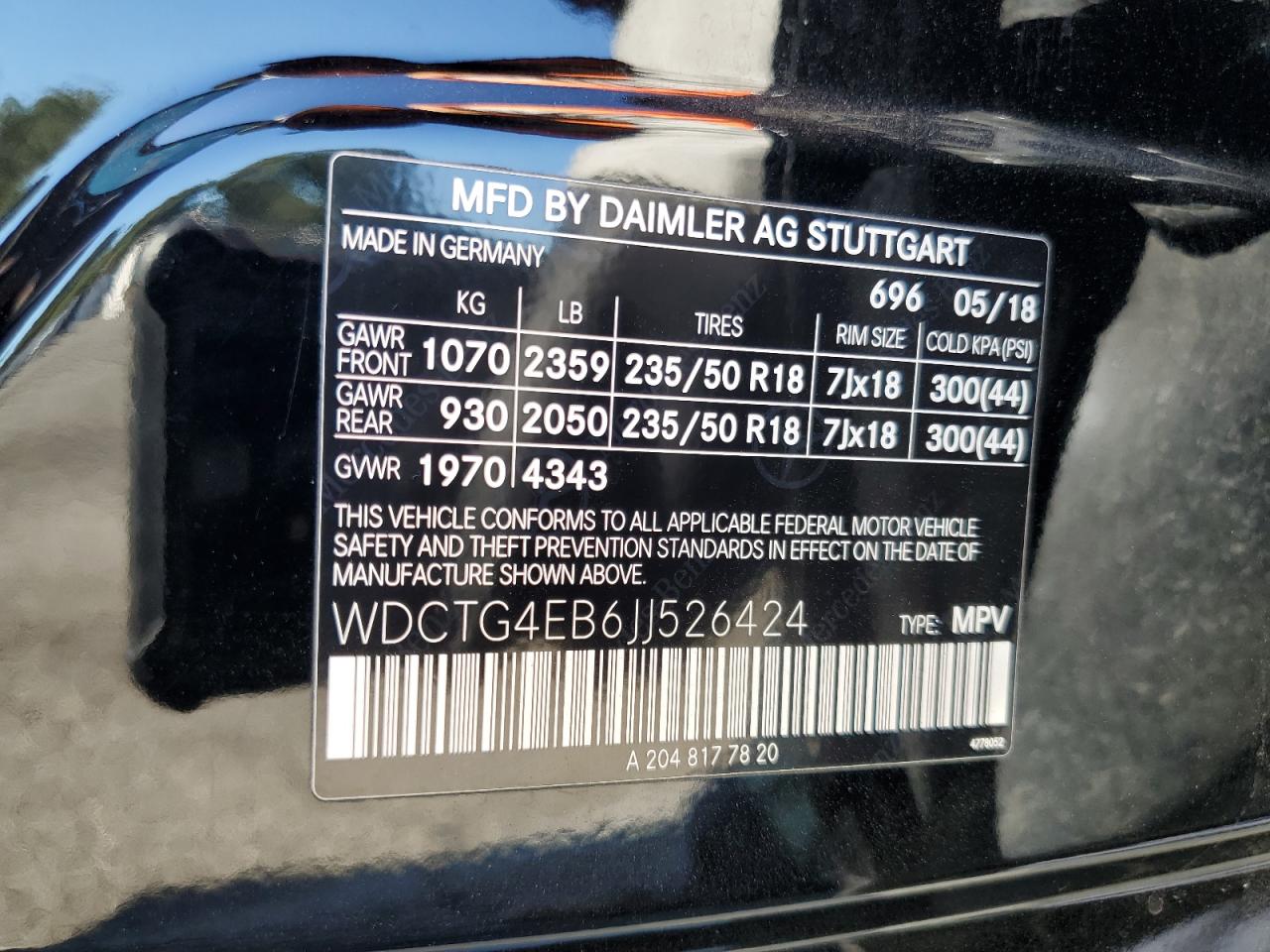 2018 Mercedes-Benz Gla 250 VIN: WDCTG4EB6JJ526424 Lot: 71237315