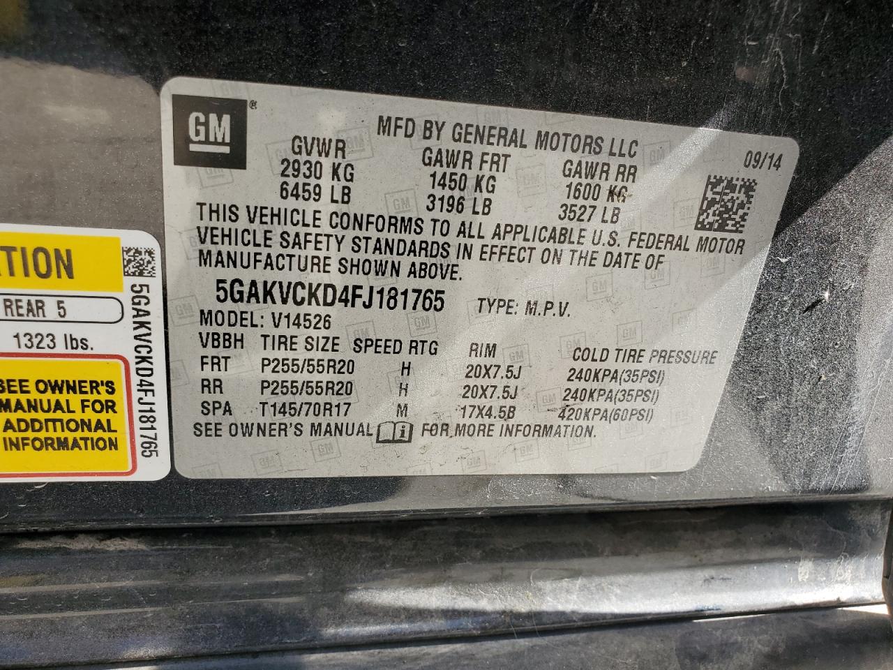 2015 Buick Enclave VIN: 5GAKVCKD4FJ181765 Lot: 81901105