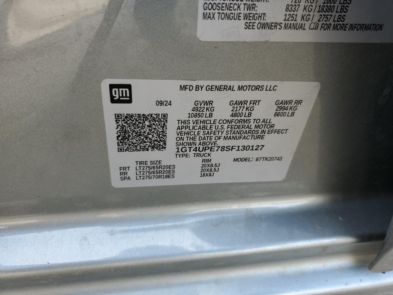 2025 GMC Sierra K2500 At4 VIN: 1GT4UPE78SF130127 Lot: 80673285