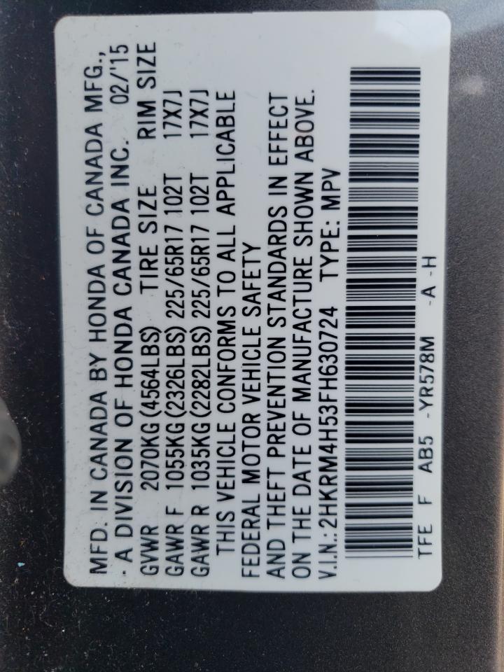 2015 Honda Cr-V Ex VIN: 2HKRM4H53FH630724 Lot: 81752645