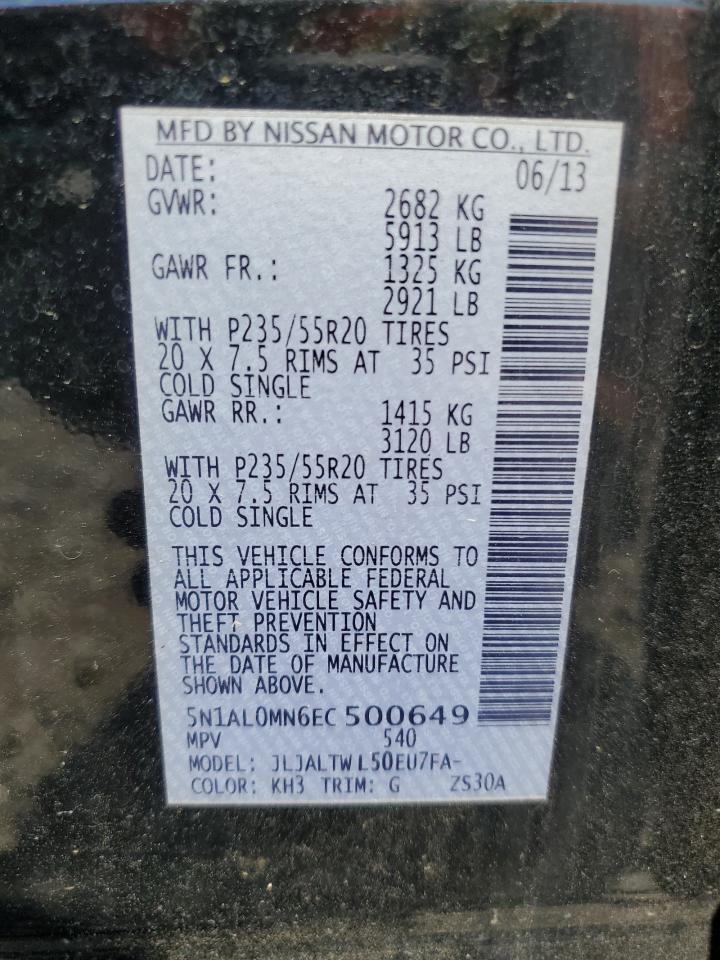 2014 Infiniti Qx60 VIN: 5N1AL0MN6EC500649 Lot: 84227215