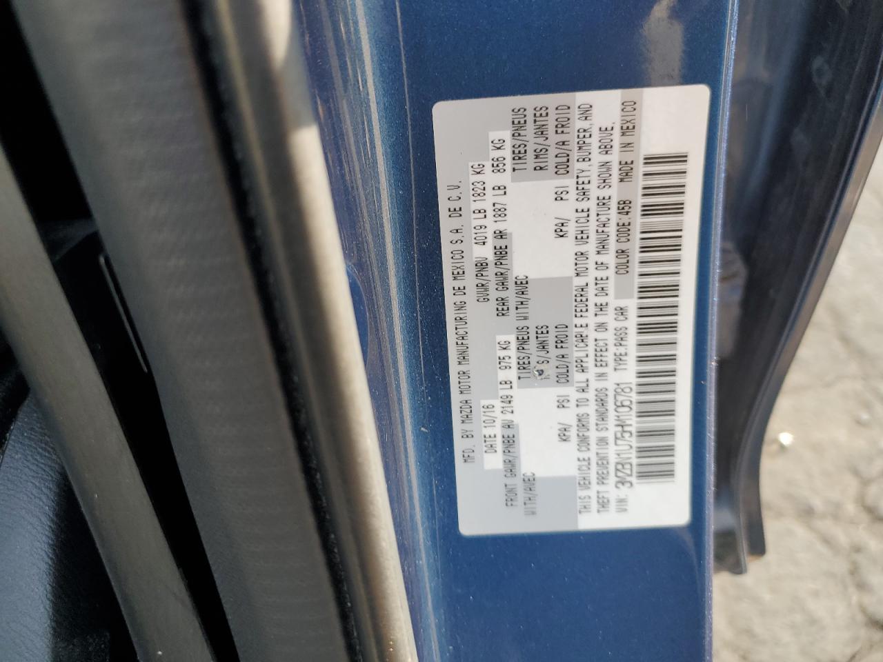 2017 Mazda 3 Sport VIN: 3MZBN1U75HM106781 Lot: 80064775