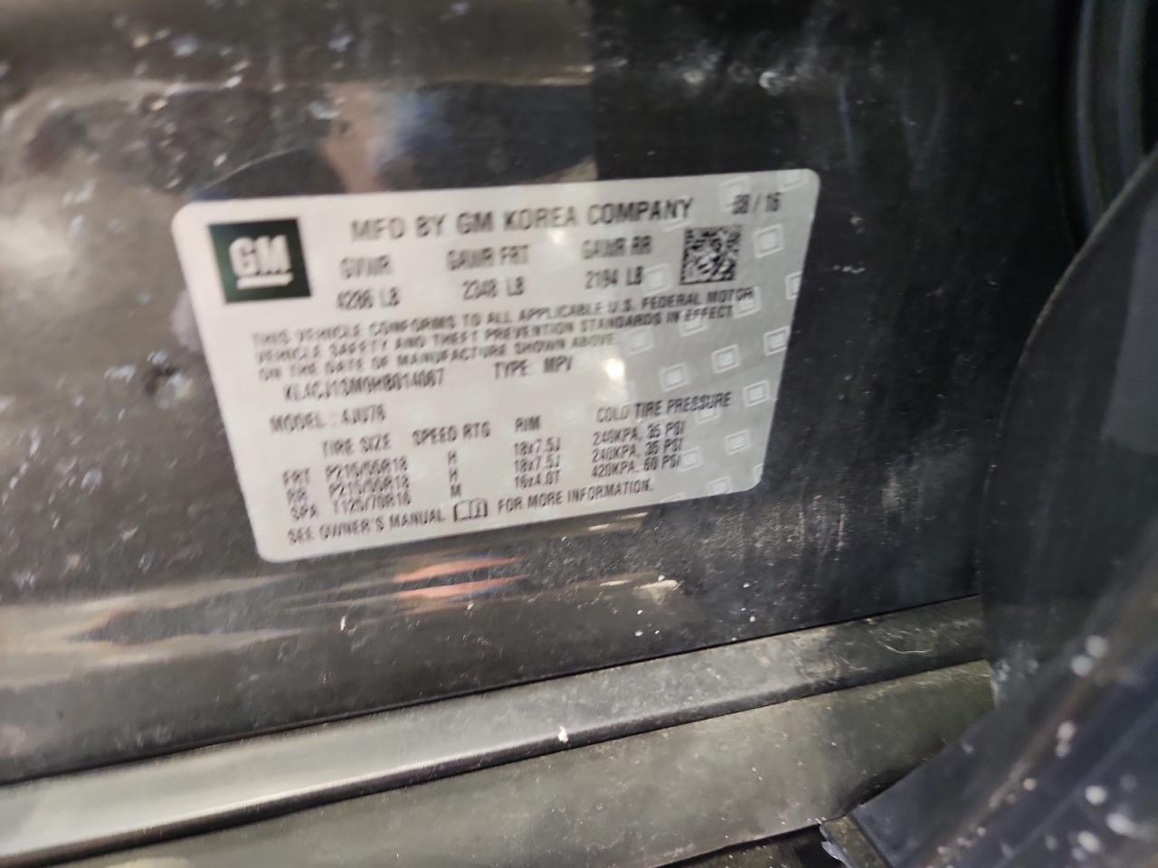 2017 Buick Encore Sport Touring VIN: KL4CJ1SM9HB014067 Lot: 80917715