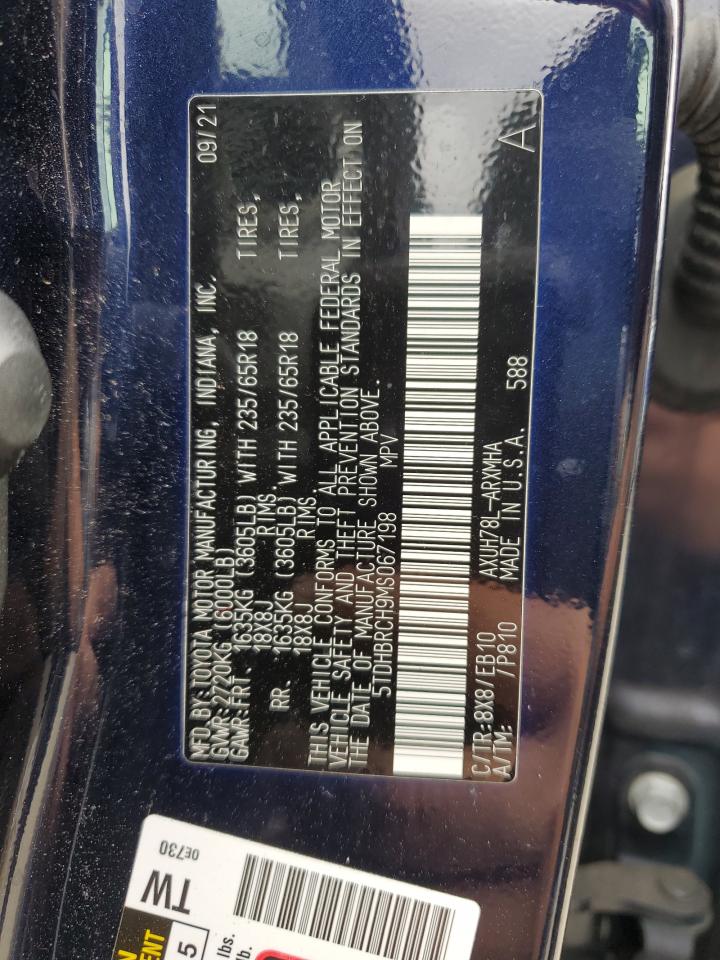 2021 Toyota Highlander Hybrid Xle VIN: 5TDHBRCH9MS067198 Lot: 84551845