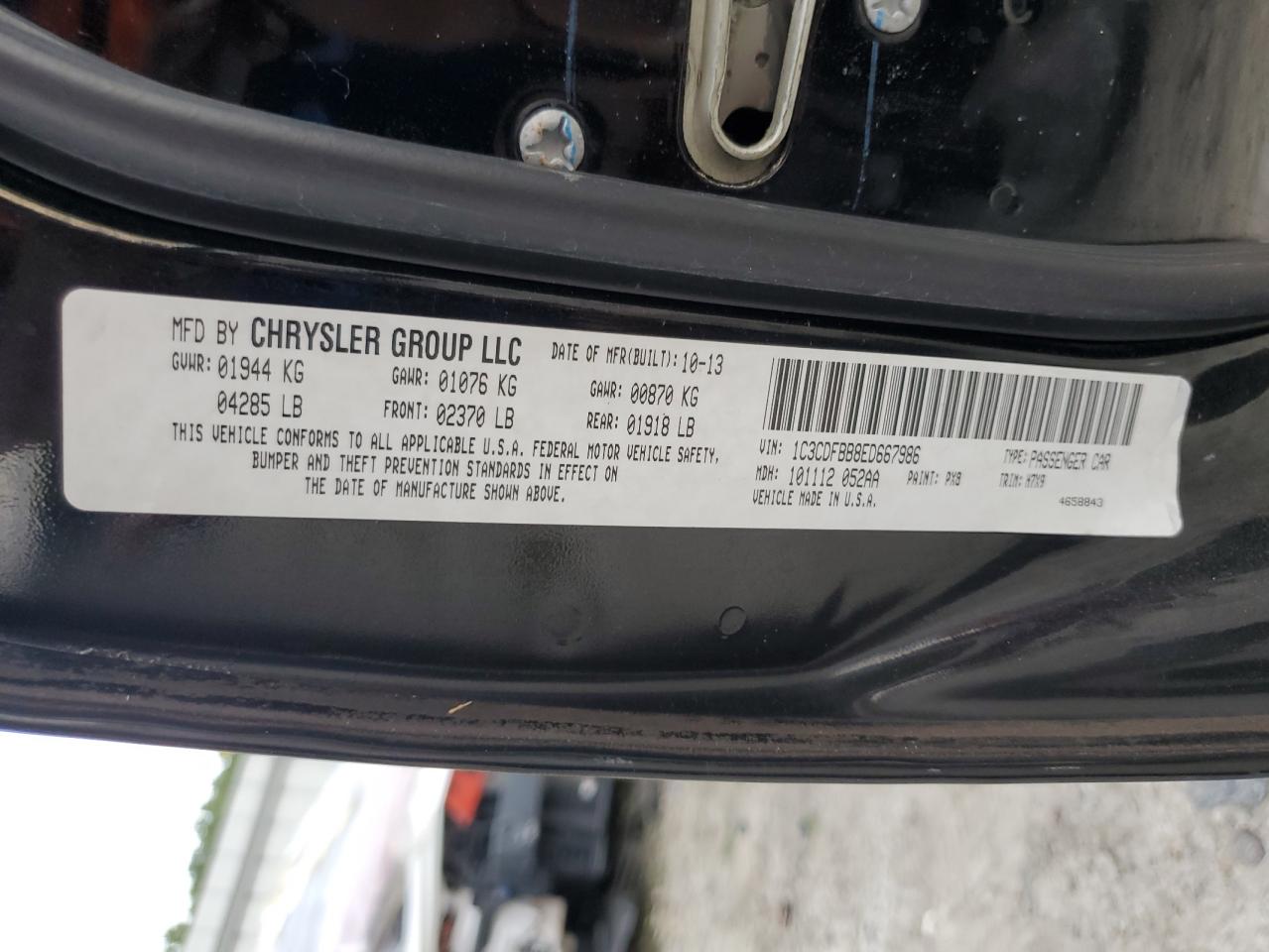 2014 Dodge Dart Sxt VIN: 1C3CDFBB8ED667986 Lot: 83804135