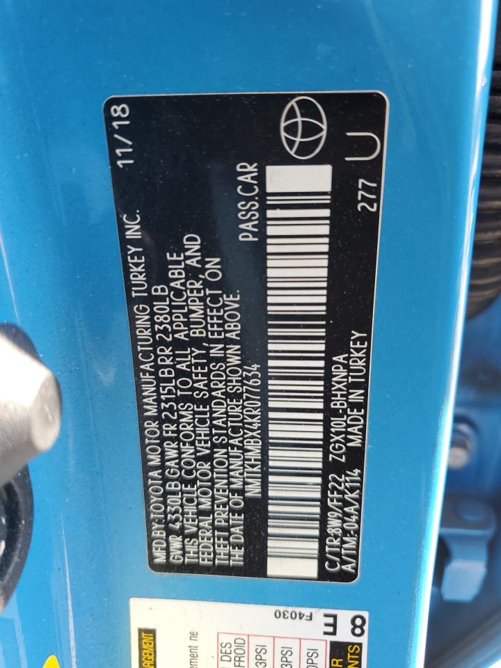 2019 Toyota C-Hr Xle VIN: NMTKHMBX4KR077634 Lot: 81765345