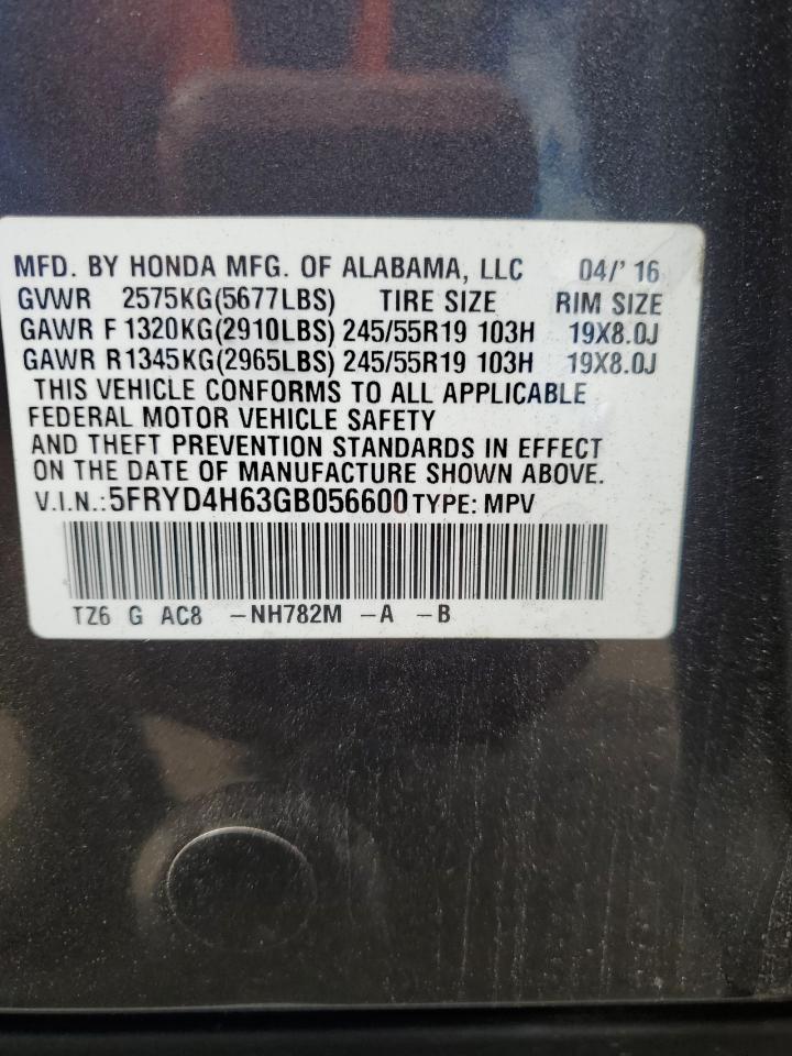 2016 Acura Mdx Technology VIN: 5FRYD4H63GB056600 Lot: 81025585