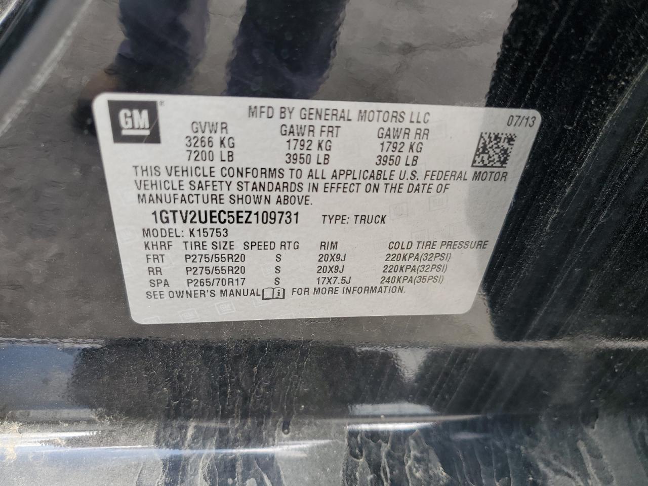 2014 GMC Sierra K1500 Sle VIN: 1GTV2UEC5EZ109731 Lot: 80842725