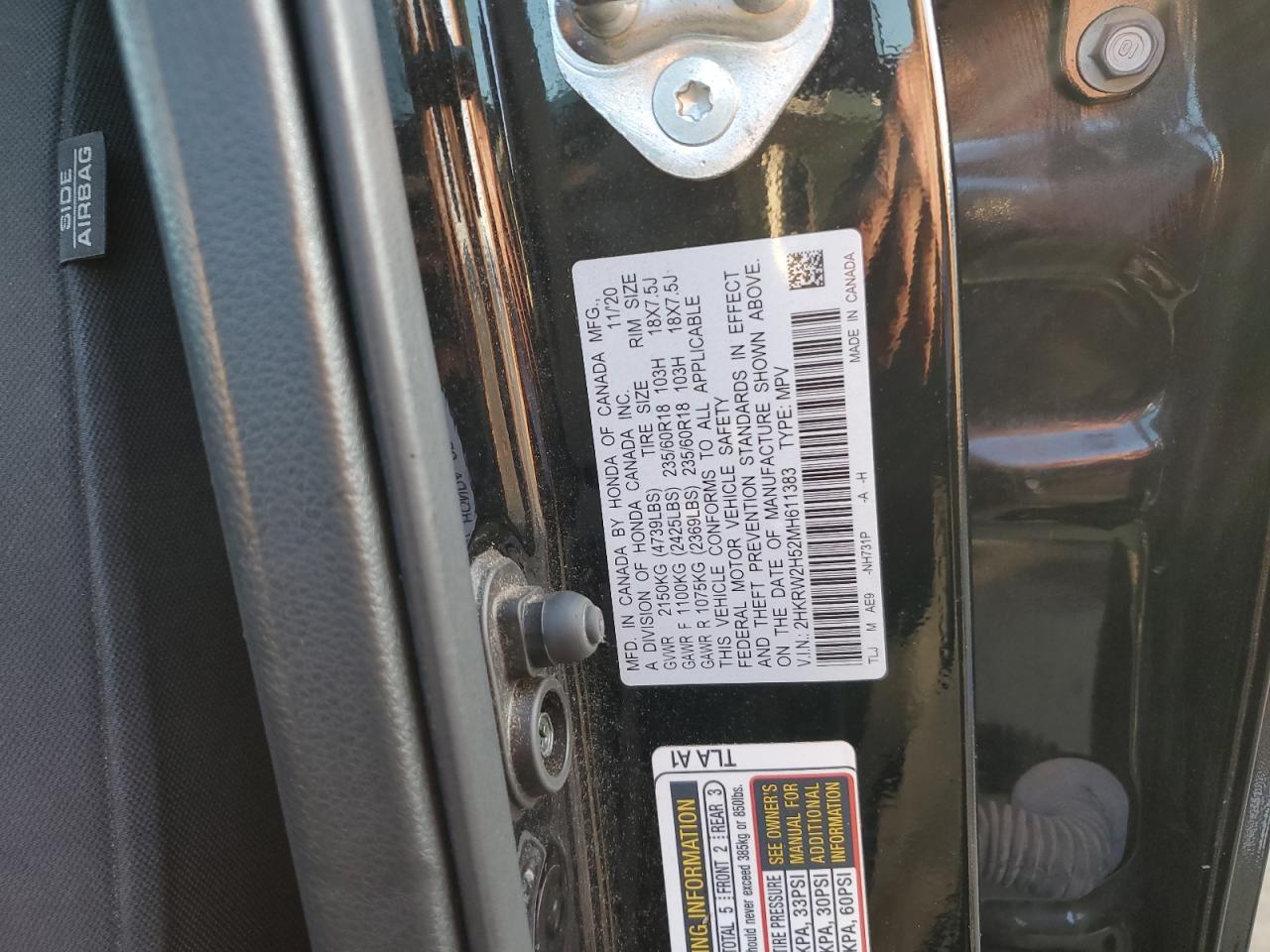 2021 Honda Cr-V Ex VIN: 2HKRW2H52MH611383 Lot: 72086825