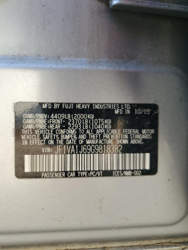 2016 Subaru Wrx Limited VIN: JF1VA1J69G9818382 Lot: 83839185