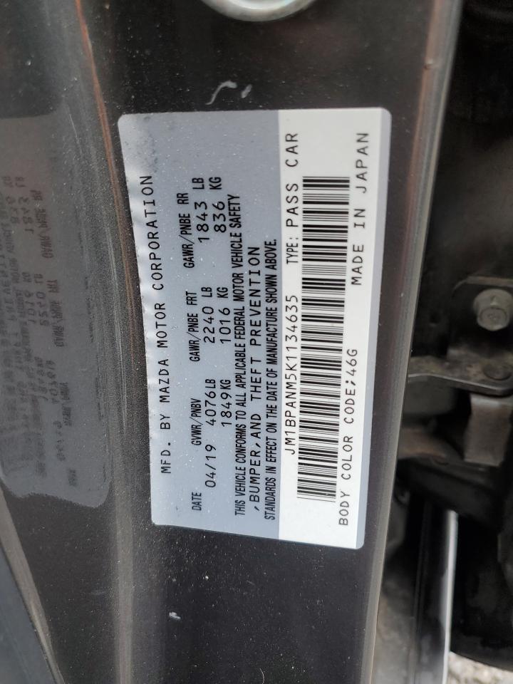 2019 Mazda 3 Premium VIN: JM1BPANM5K1134635 Lot: 71430465