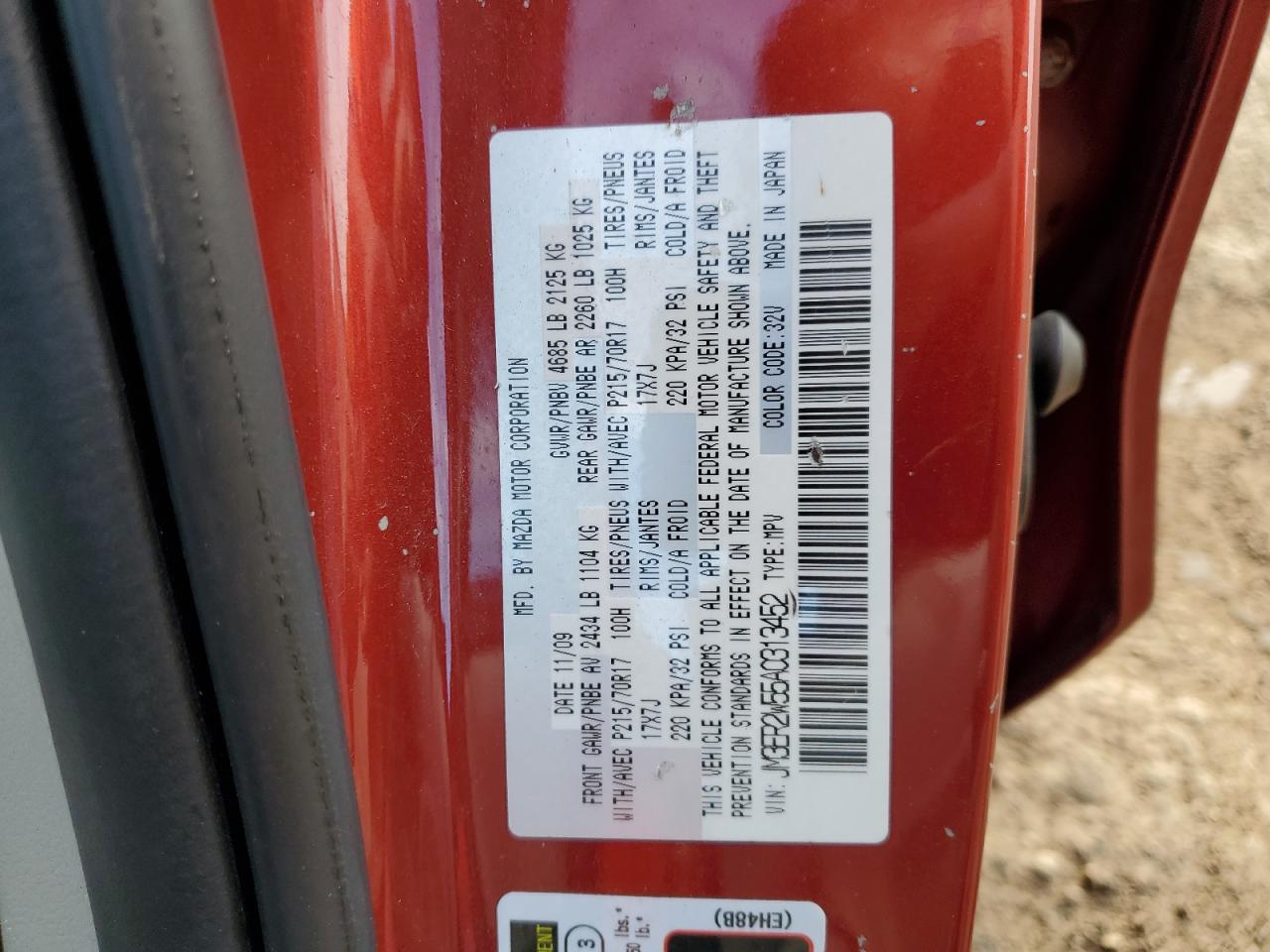 2010 Mazda Cx-7 VIN: JM3ER2W55A0313452 Lot: 81678195