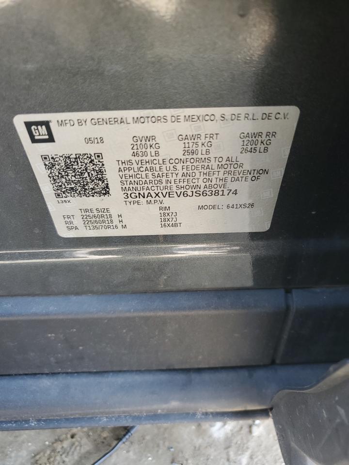 2018 Chevrolet Equinox Premier VIN: 3GNAXVEV6JS638174 Lot: 81799565