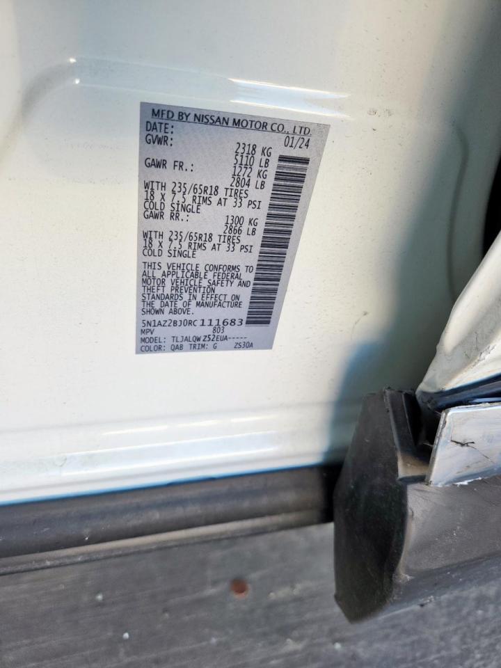 2024 Nissan Murano Sv VIN: 5N1AZ2BJ0RC111683 Lot: 71411855