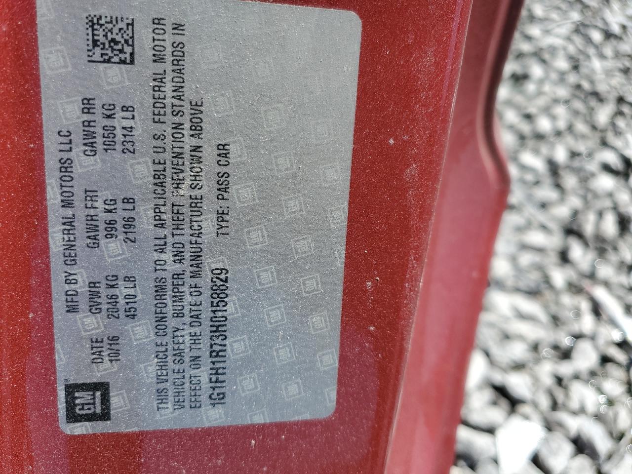 2017 Chevrolet Camaro Ss VIN: 1G1FH1R73H0158829 Lot: 71492215