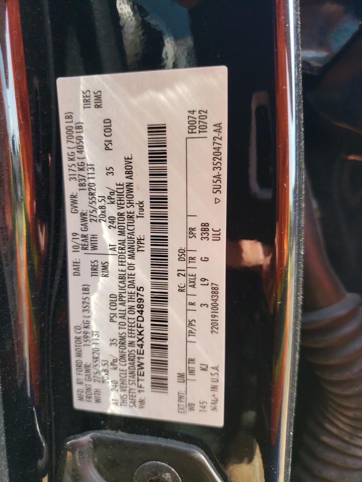 2019 Ford F150 Supercrew VIN: 1FTEW1E4XKFD48975 Lot: 81076605