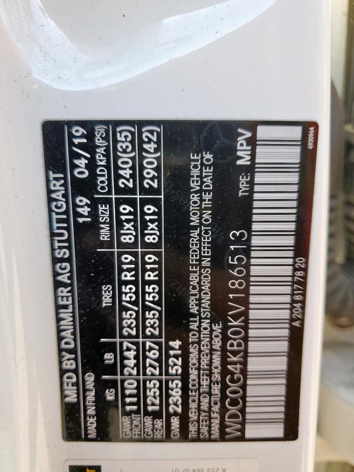 2019 Mercedes-Benz Glc 300 4Matic VIN: WDC0G4KB0KV186513 Lot: 81936765