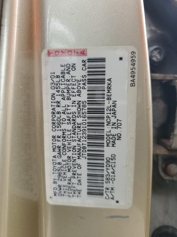 2001 Toyota Echo VIN: JTDBT123910165785 Lot: 81448225