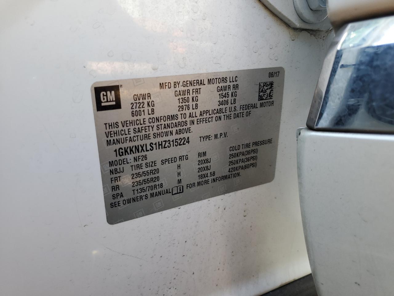 2017 GMC Acadia Denali VIN: 1GKKNXLS1HZ315224 Lot: 83830035