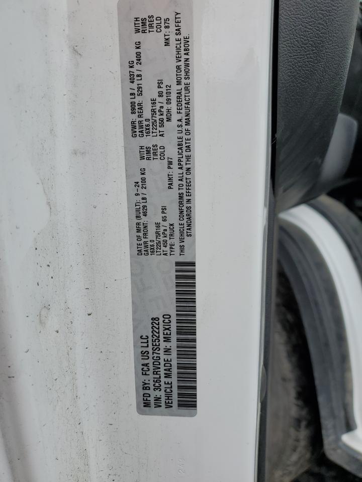 2025 Ram Promaster 2500 2500 High VIN: 3C6LRVDG7SE522228 Lot: 82070265