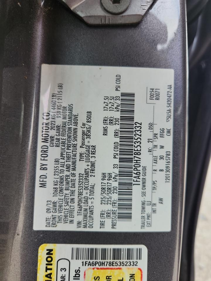 2014 Ford Fusion Se VIN: 1FA6P0H78E5352332 Lot: 80635955