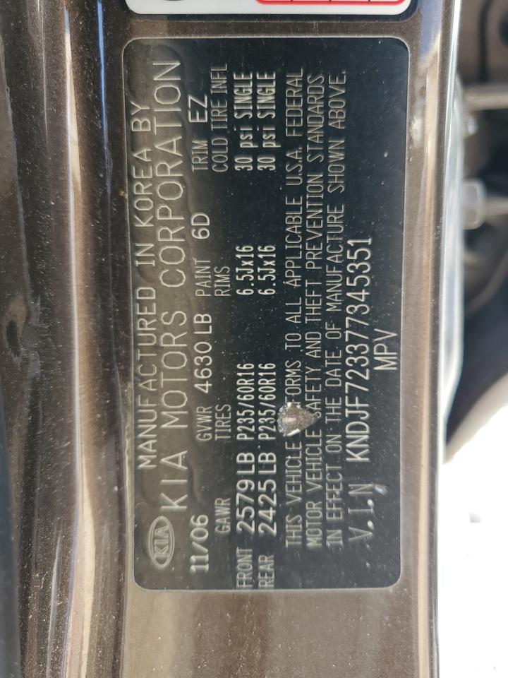 2007 Kia Sportage Ex VIN: KNDJF723377345351 Lot: 80850215