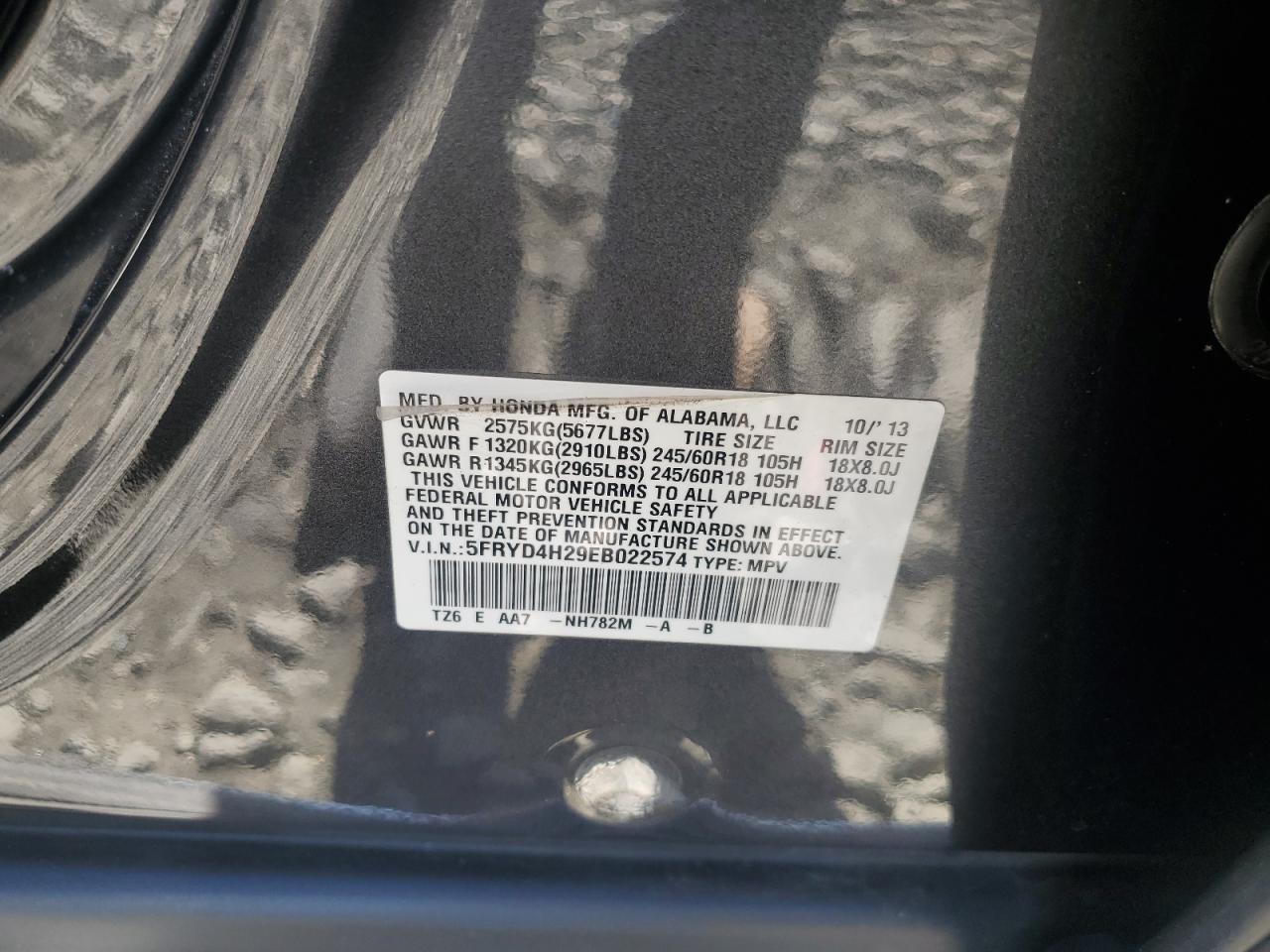 2014 Acura Mdx VIN: 5FRYD4H29EB022574 Lot: 71850485