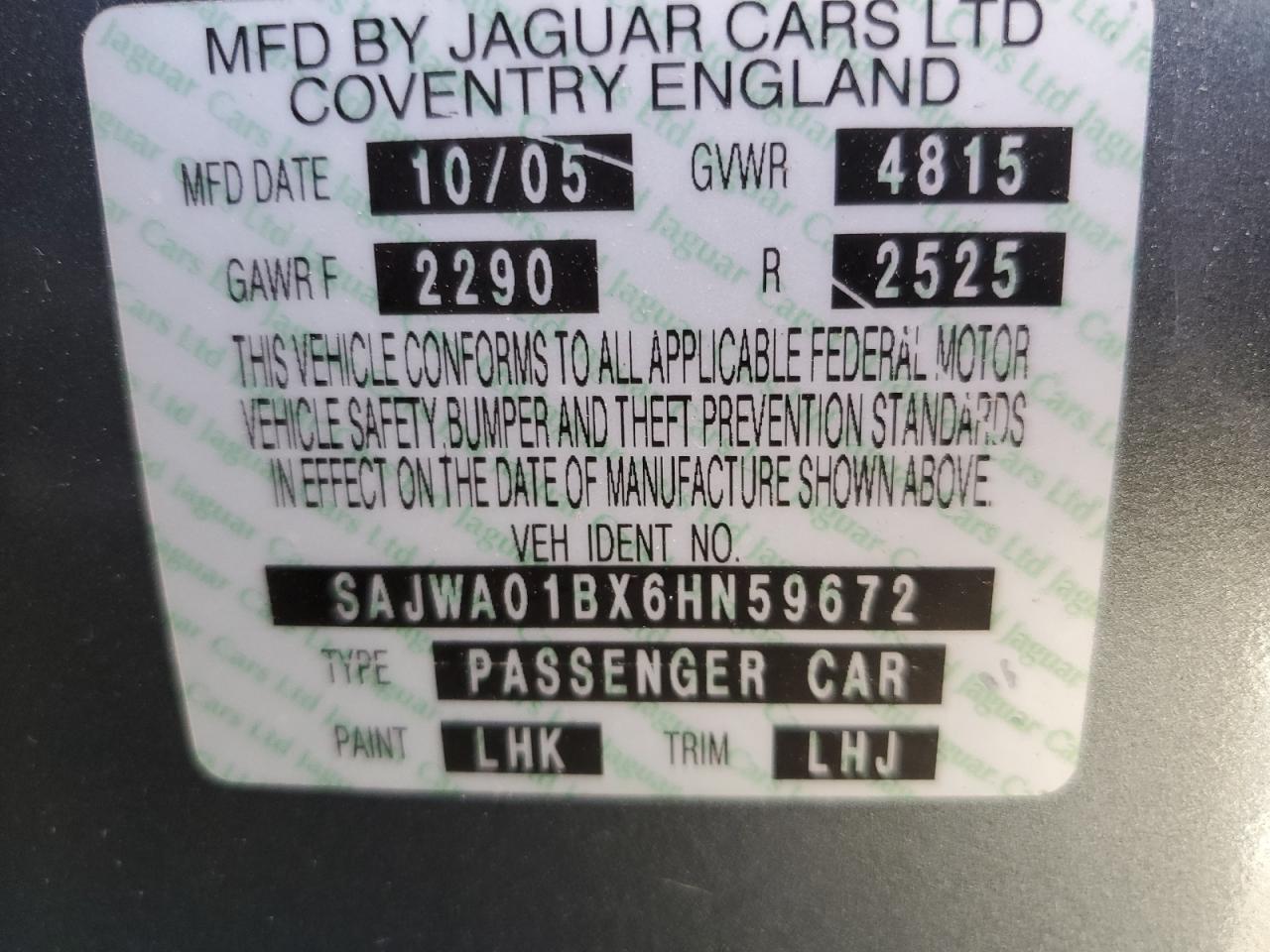 2006 Jaguar S-Type 4.2 VIN: SAJWA01BX6HN59672 Lot: 81634605