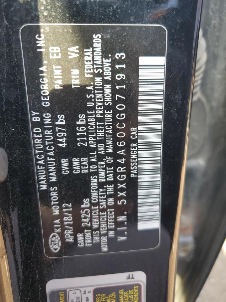 2012 Kia Optima Sx VIN: 5XXGR4A60CG071913 Lot: 81501485