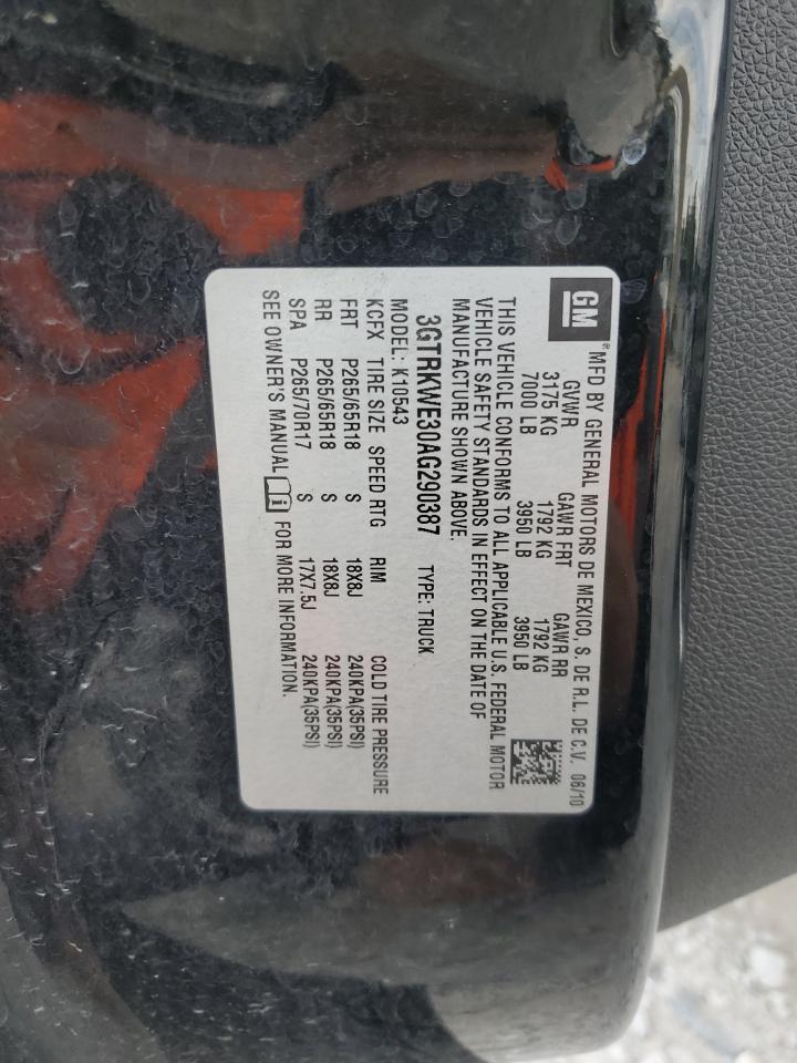 2010 GMC Sierra K1500 Slt VIN: 3GTRKWE30AG290387 Lot: 71305545