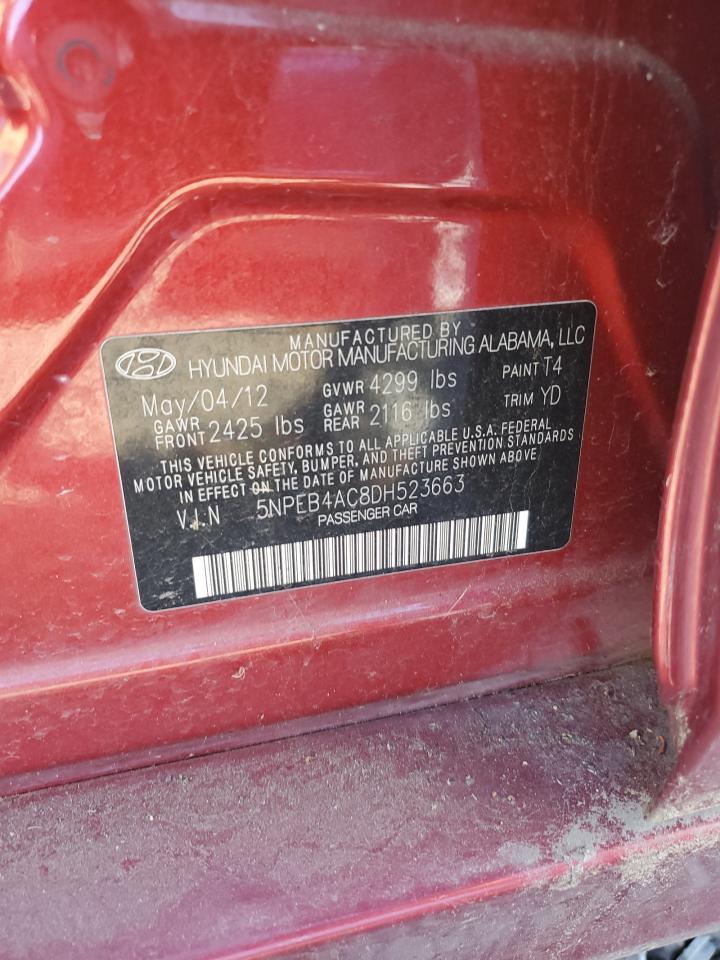 2013 Hyundai Sonata Gls VIN: 5NPEB4AC8DH523663 Lot: 81693725