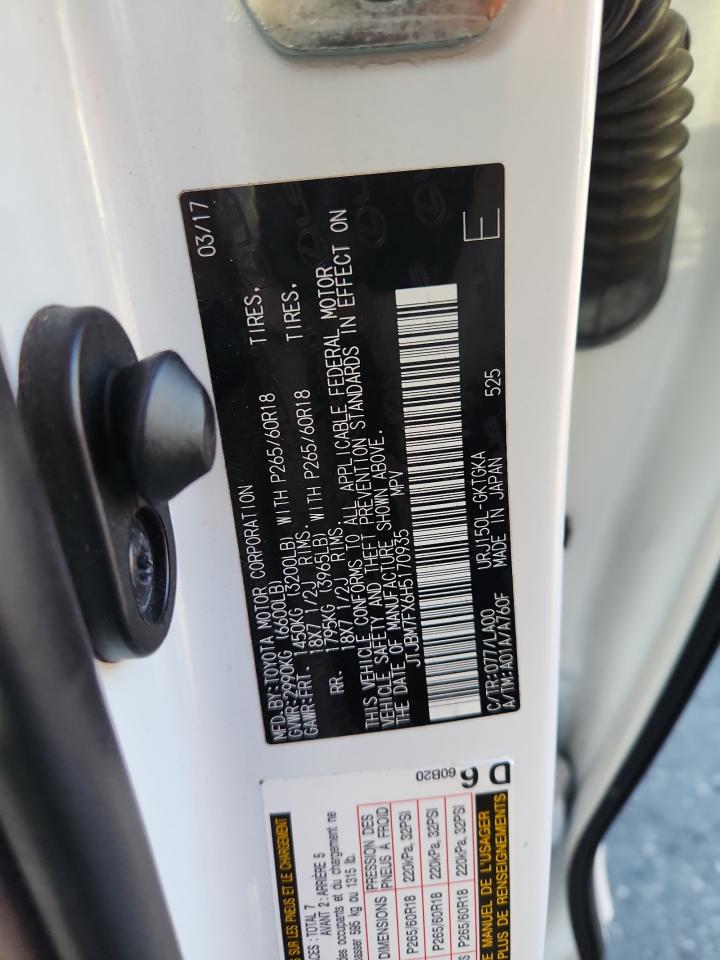 2017 Lexus Gx 460 VIN: JTJBM7FX6H5170935 Lot: 80583825