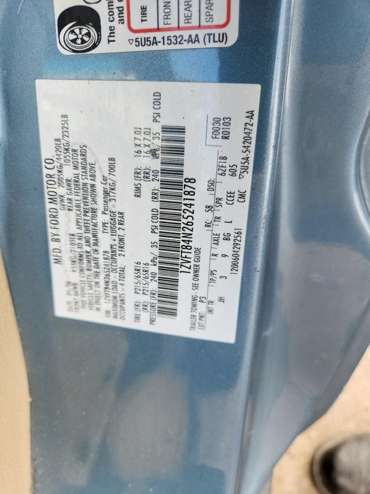 2006 Ford Mustang VIN: 1ZVFT84N265241878 Lot: 81732035