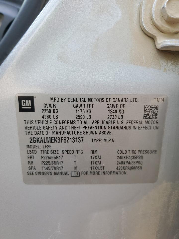 2015 GMC Terrain Sle VIN: 2GKALMEK3F6213137 Lot: 84756835