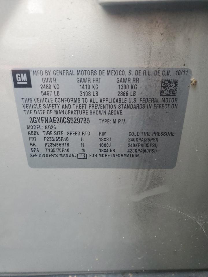 2012 Cadillac Srx Luxury Collection VIN: 3GYFNAE30CS529735 Lot: 81705485