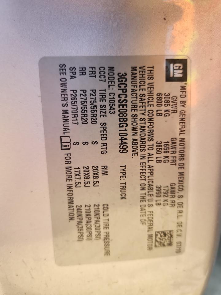 2011 Chevrolet Silverado C1500 Lt VIN: 3GCPCSE08BG104499 Lot: 84280375