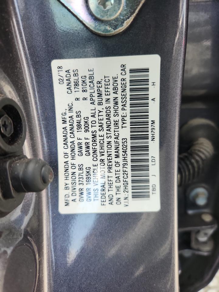 2018 Honda Civic Ex VIN: 2HGFC2F79JH540253 Lot: 82029405