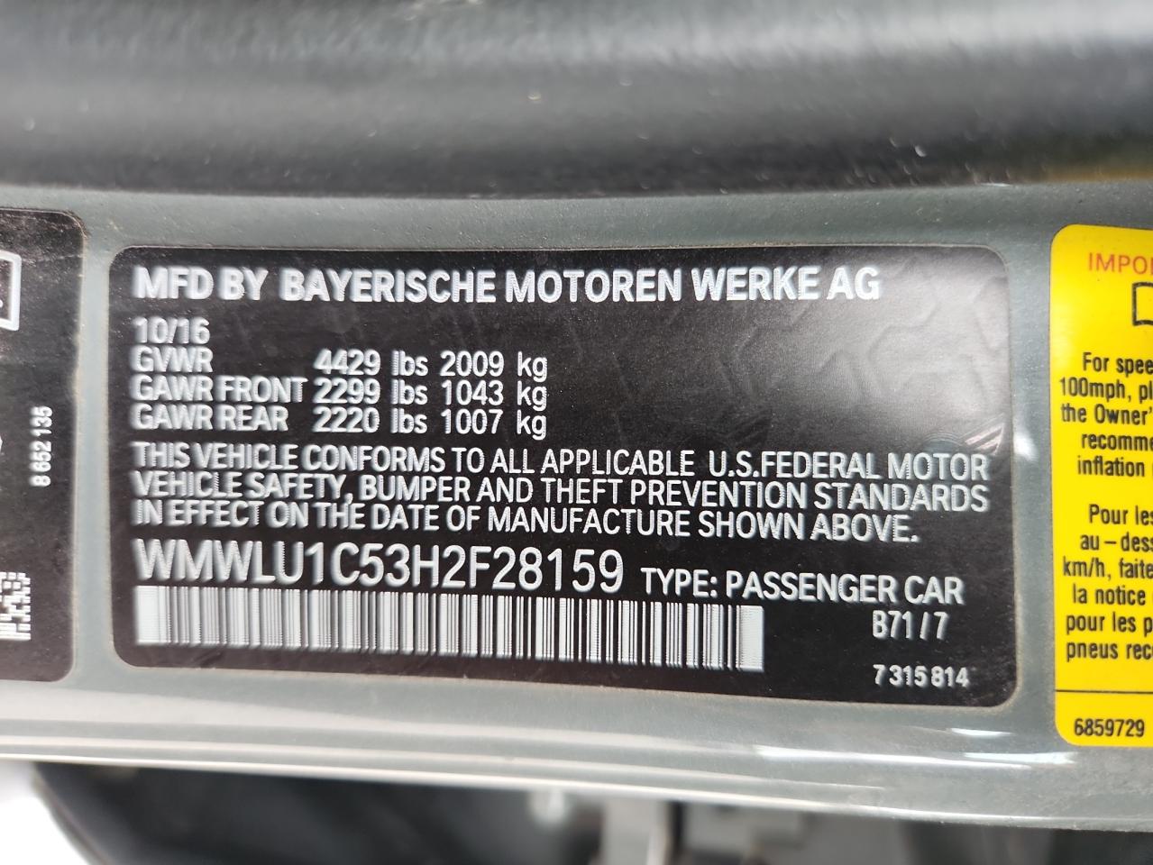 2017 Mini Cooper Clubman All4 VIN: WMWLU1C53H2F28159 Lot: 71498215