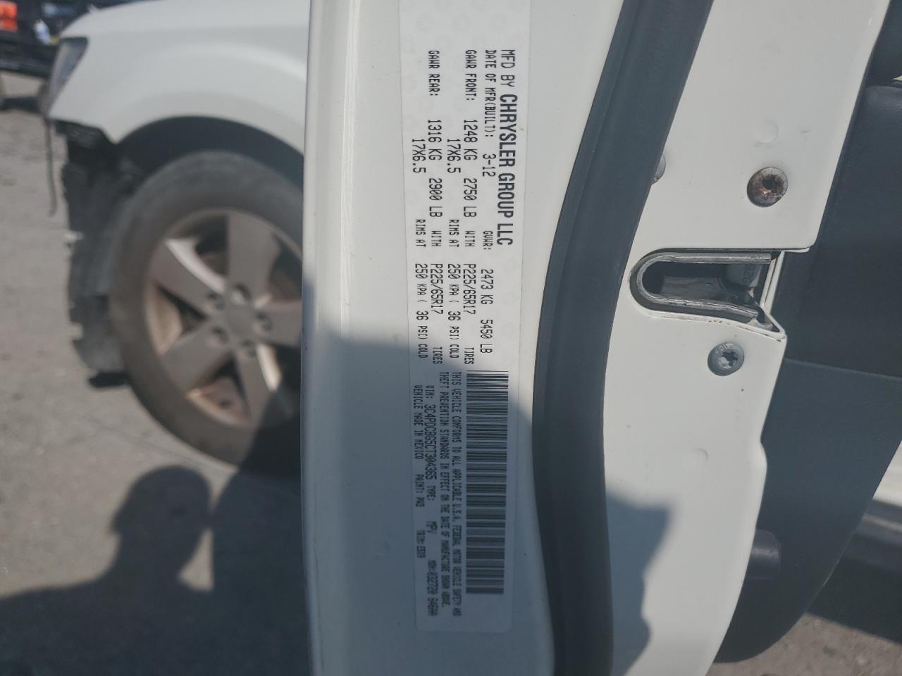 2012 Dodge Journey Sxt VIN: 3C4PDCBG5CT304365 Lot: 80183445