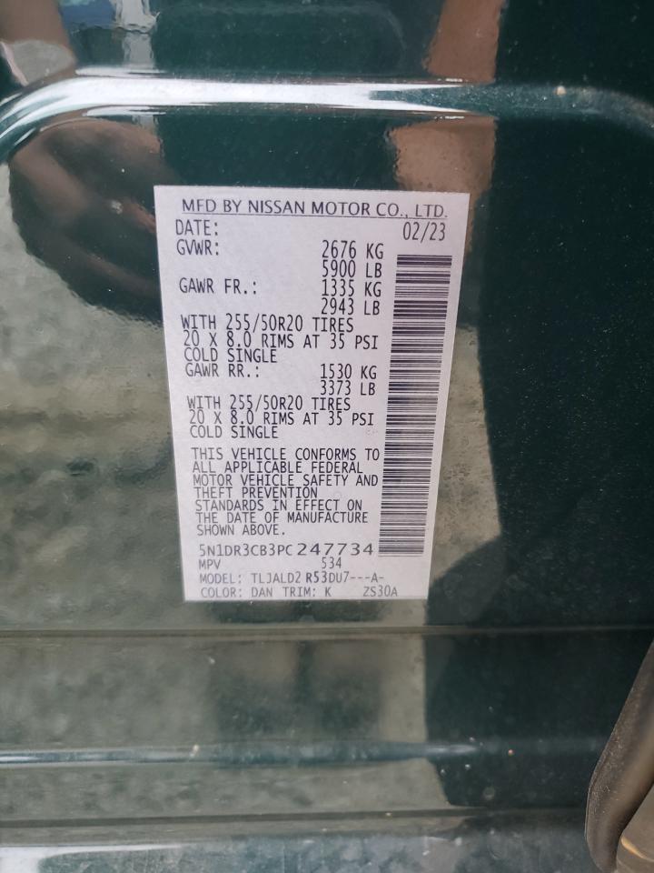 2023 Nissan Pathfinder Sl VIN: 5N1DR3CB3PC247734 Lot: 81857395