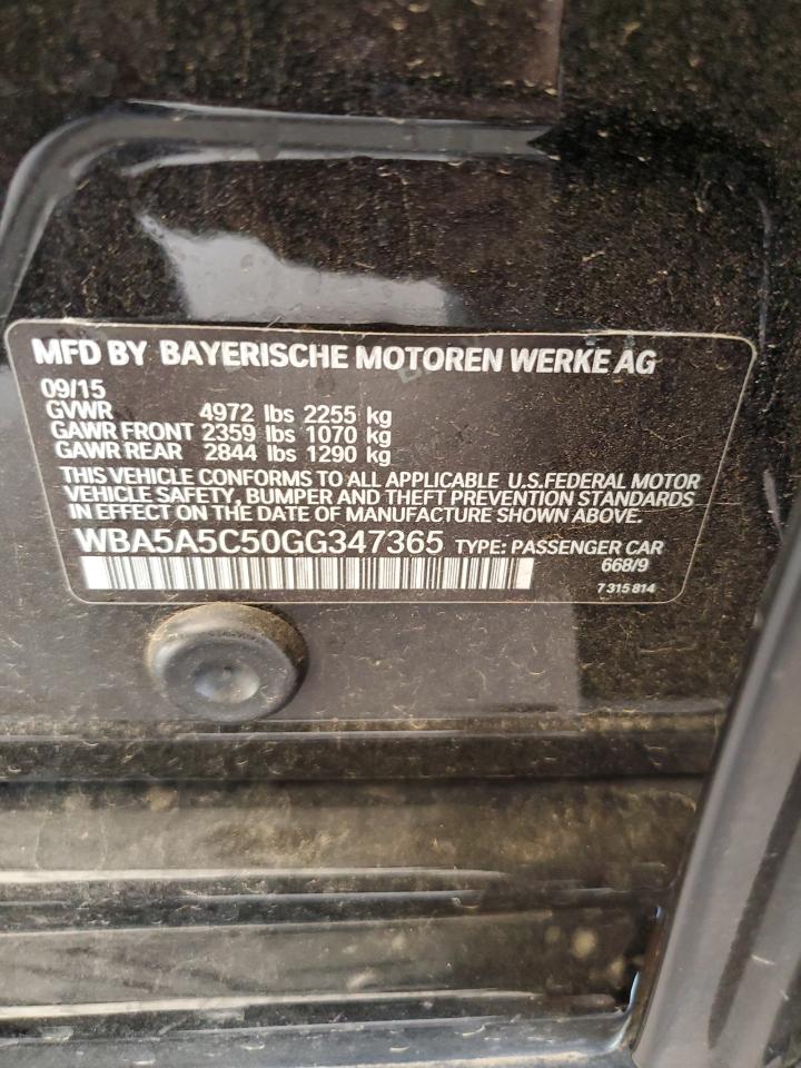 2016 BMW 528 I VIN: WBA5A5C50GG347365 Lot: 80941935